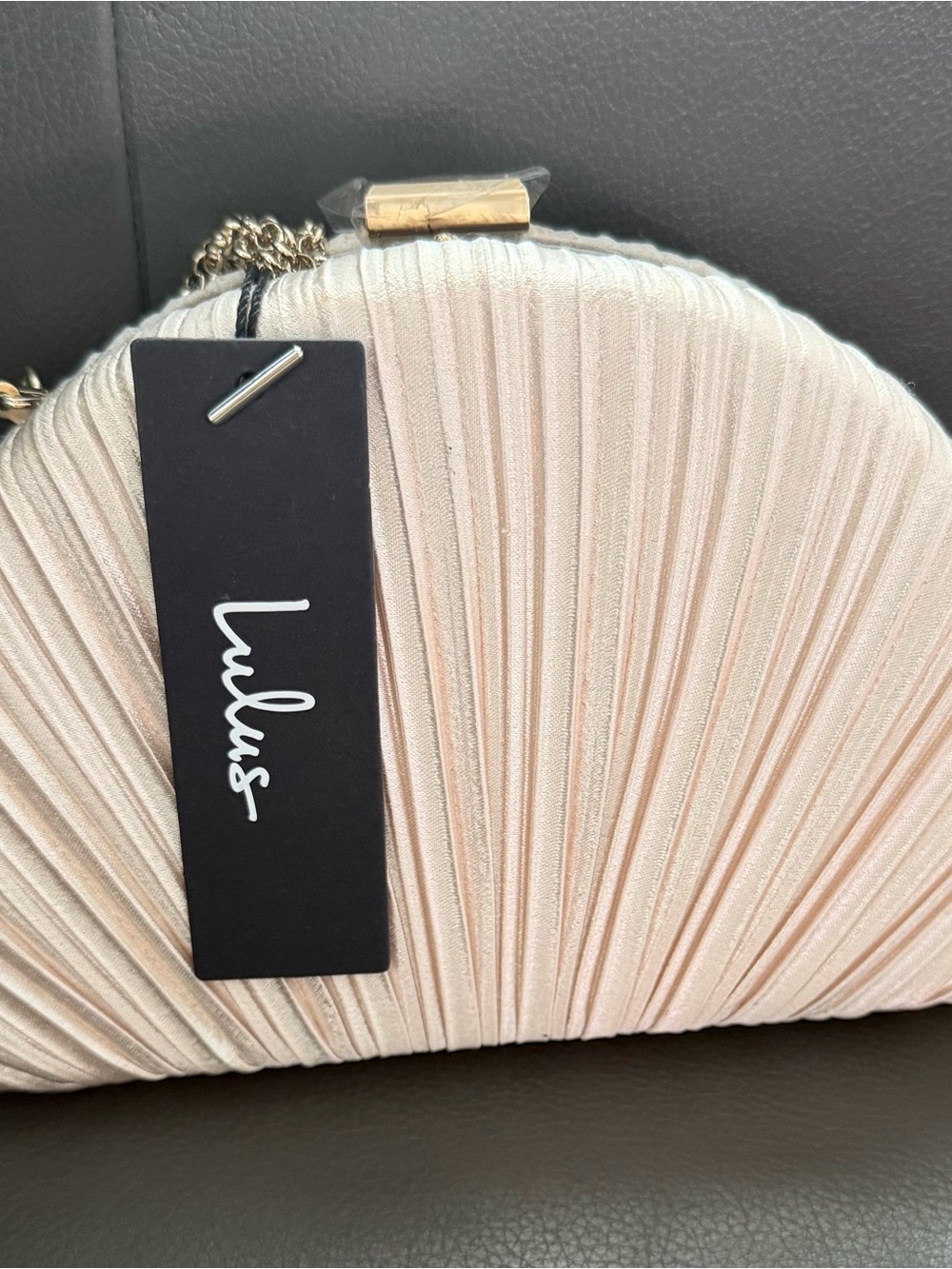 Lulu's Blush Pleated Dome Clutch with Gold Chain